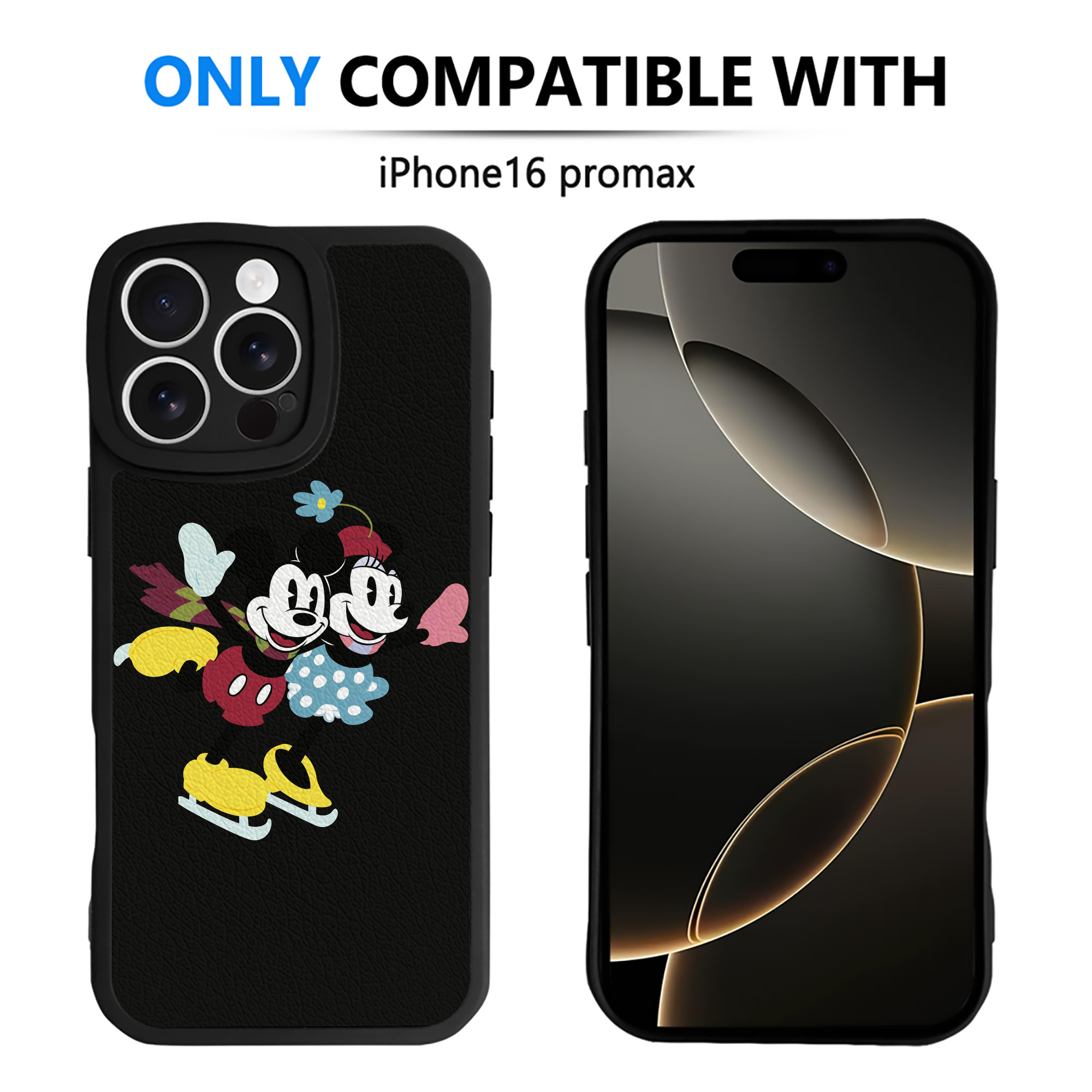 （画像用） ミッキーマウス Mickey Mouse 【iPhone 16シリーズ対応】シリコンスマホケース（レザー調） 材質：シリコン